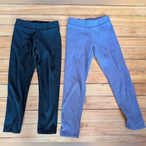 High-Waisted Full-Length Fleece Leggings for Girls Black and Purple Size M (8)